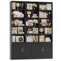 82.3" Triple Wide Bookshelf with 4 Doors, Black N24152