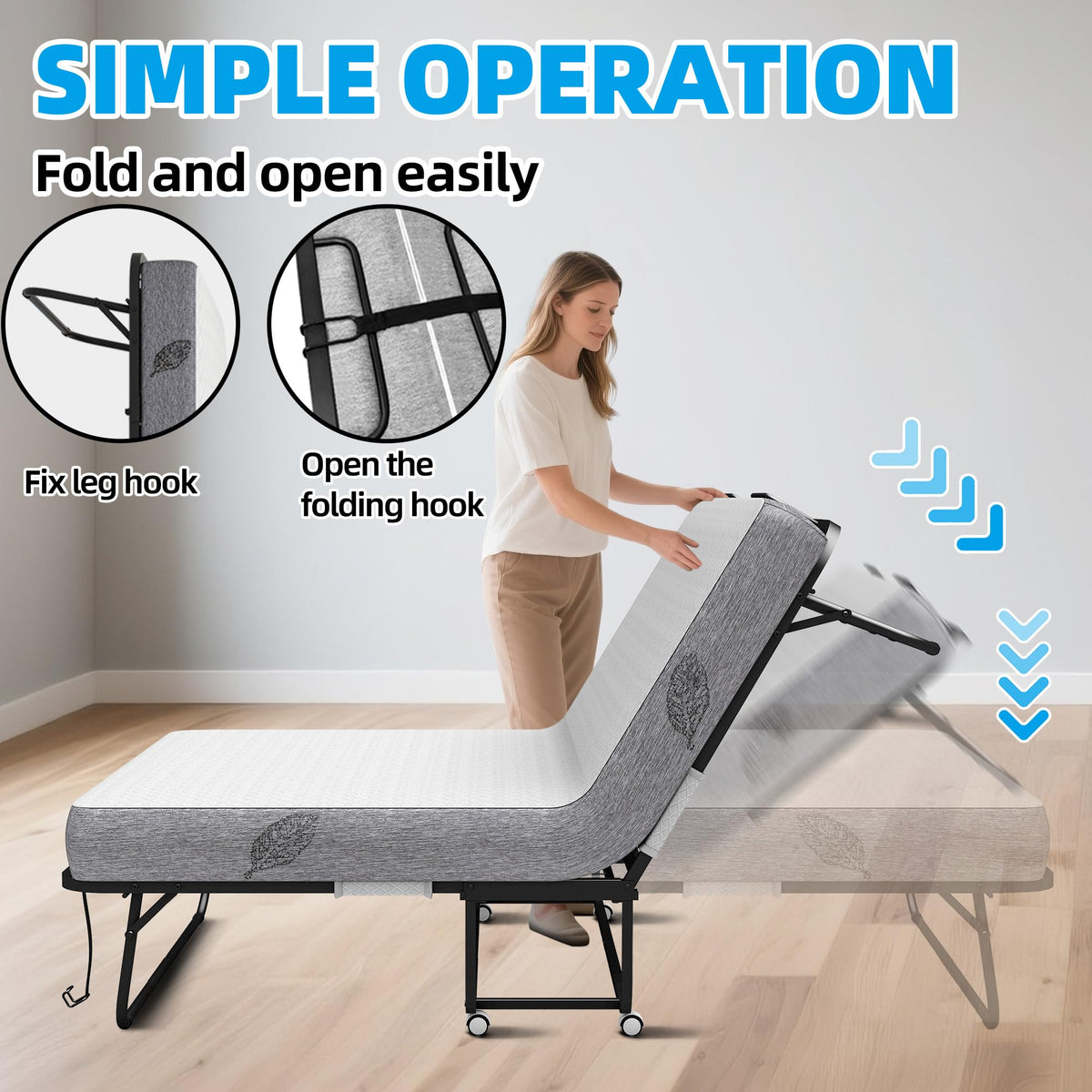 Folding Bed with 5" Memory Foam Mattress Twin Size Metal Frame G863126