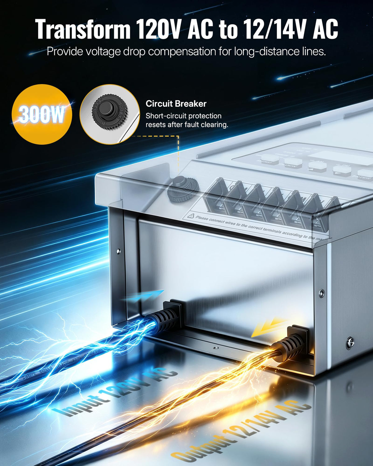 300W Low Voltage Landscape Transformer with Timer & Photocell Sensor M7273