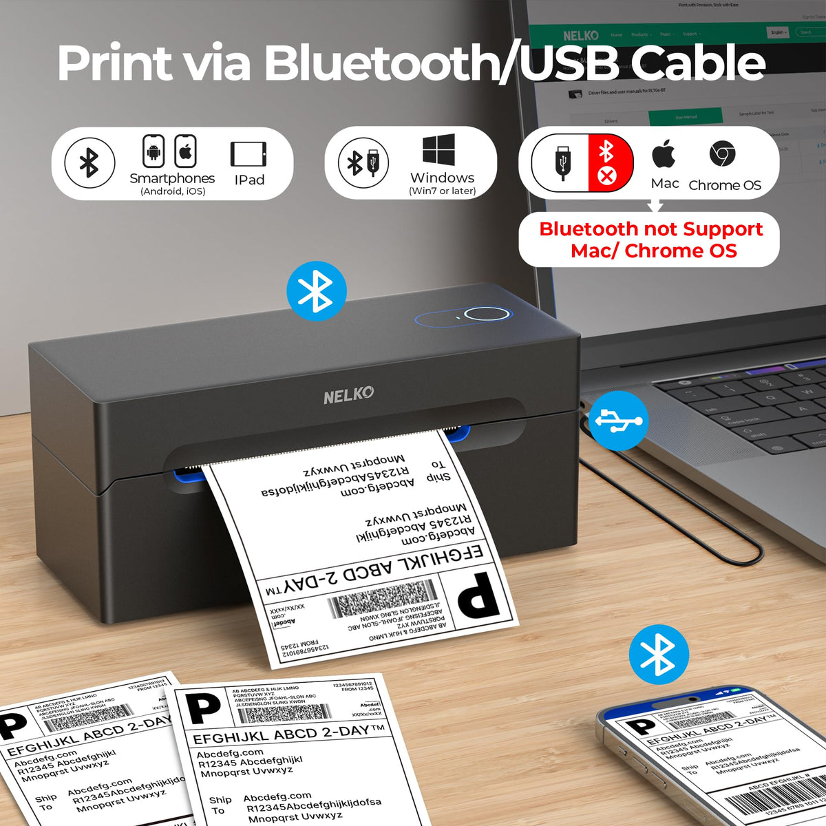 Bluetooth Thermal Shipping Label Printer J578634