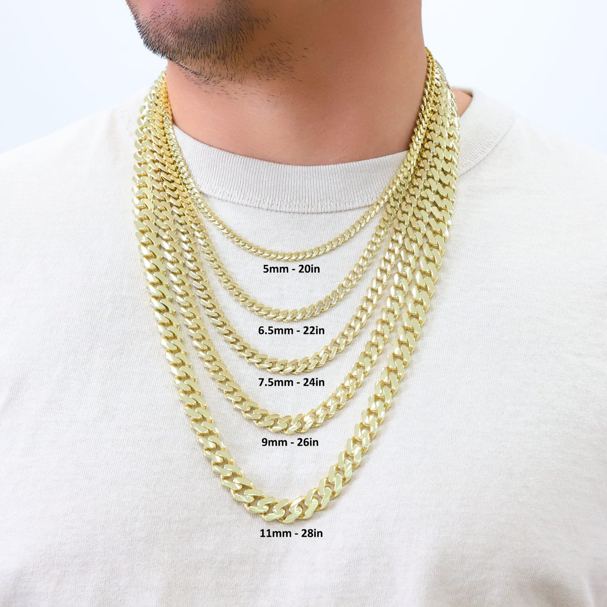 10k Yellow Gold Cuban Link Chain Necklace S518