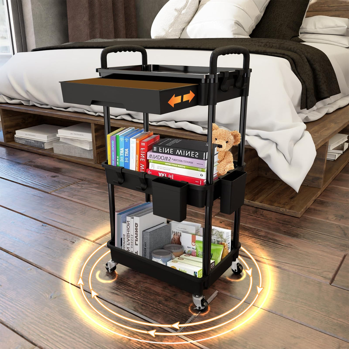 3 Tier Rolling Utility Cart with Drawer S67323