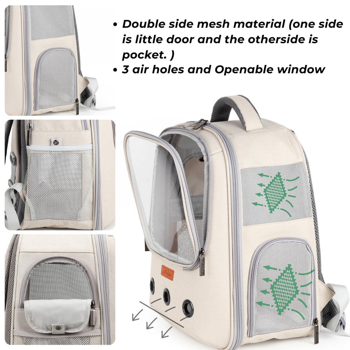 Pet Carrier Backpack, Airline-Approved (Beige) S476