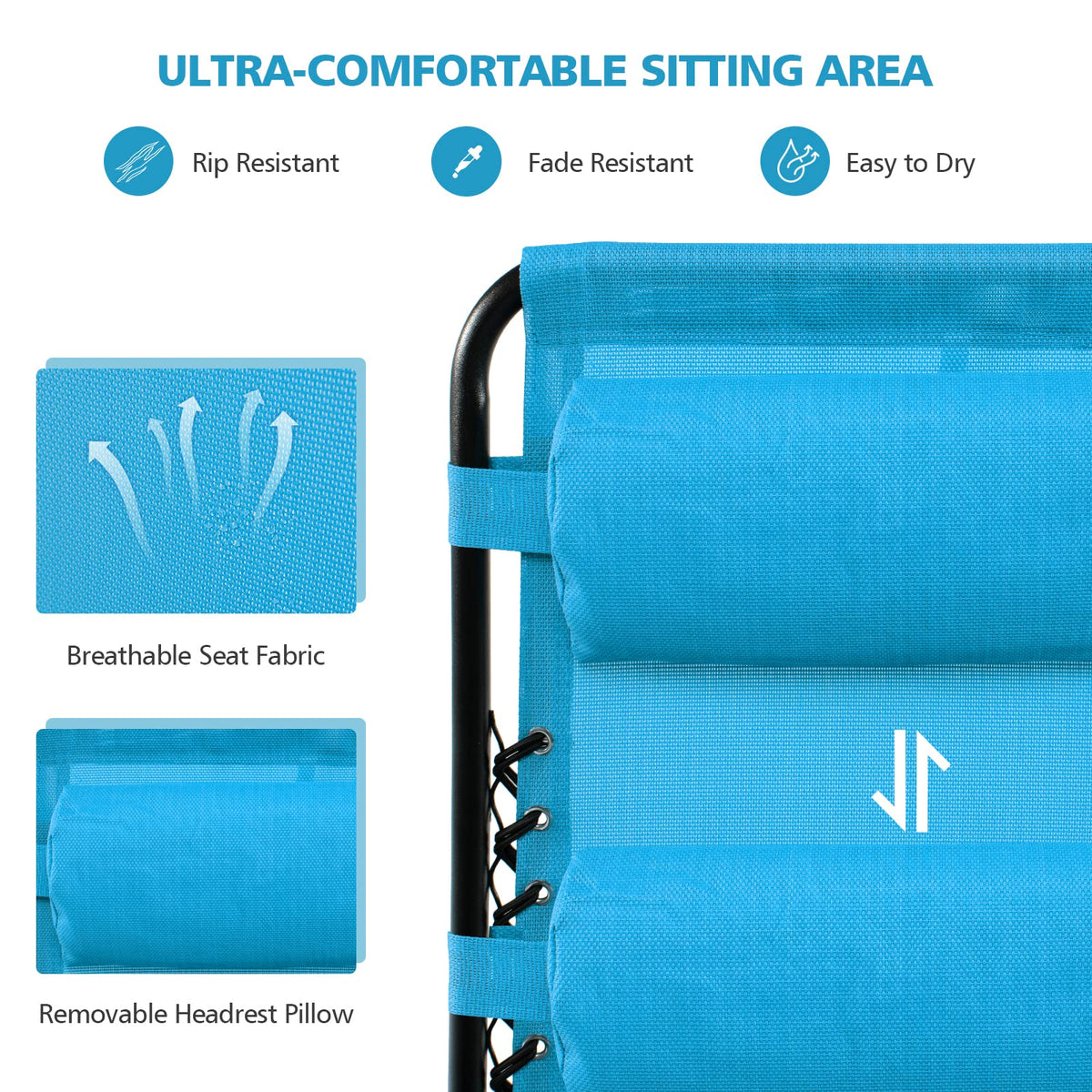 Blue Folding Reclining Lounge Chair with Side Tray O697