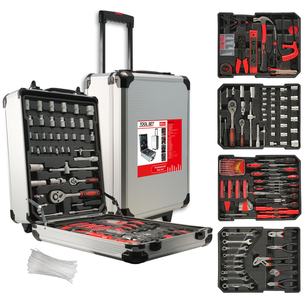515 Pcs Household Tool Kit Aluminum Trolley Case R2876