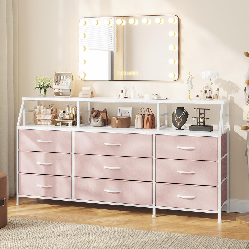 Pink 9 Fabric Drawer Dresser Q6131