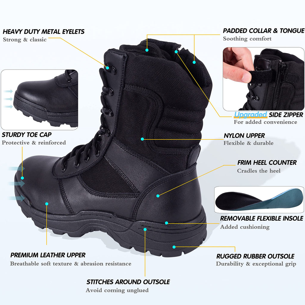 Men's Side Zipper Tactical Work Boots C7563