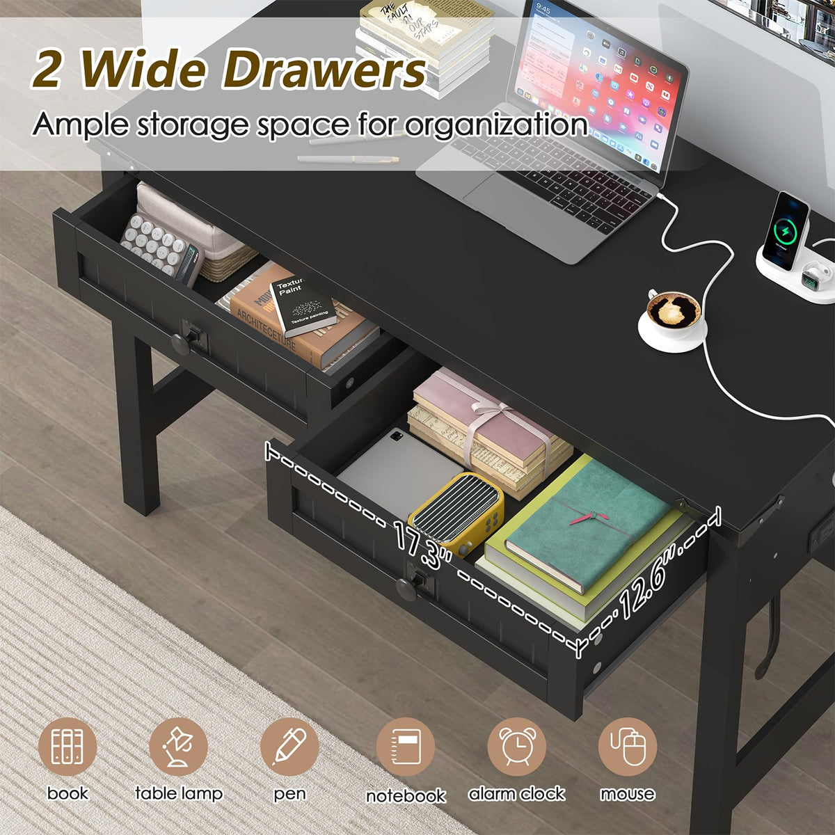 39 Inch Small Computer Desk with Drawers L955228