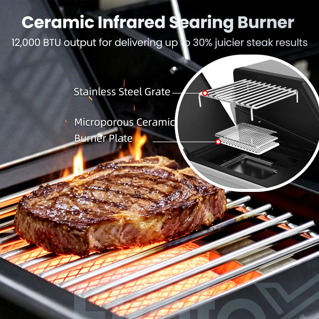 6-Burner Propane Gas Grill with Cast Iron Grates & Griddle, 54,600 BTU, Black K18745
