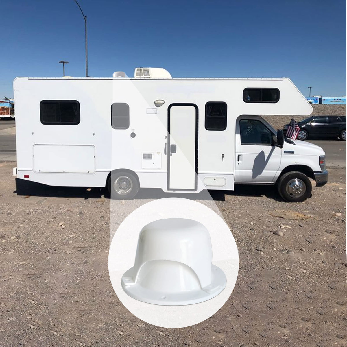 White RV Roof Vent Cover Y8393