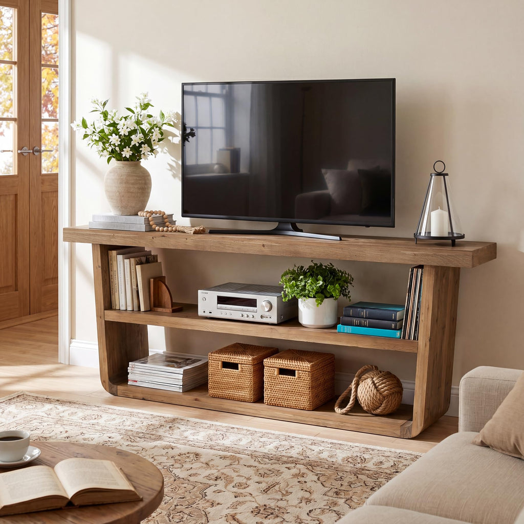63" Solid Wood 3-Tier TV Stand M127788