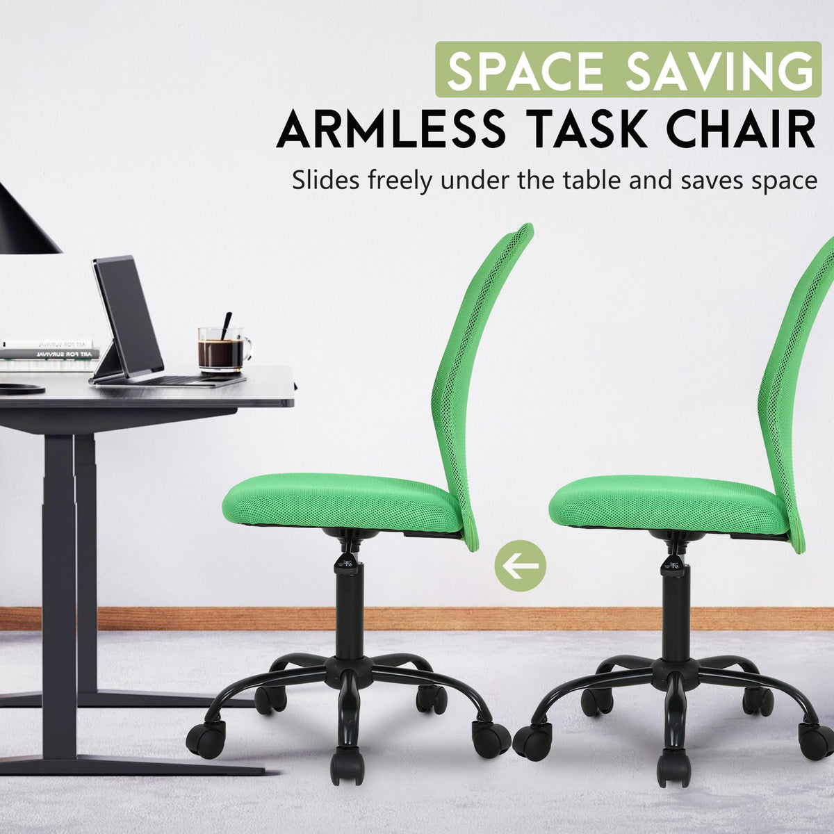 Green Ergonomic Mesh Office Chair with Lumbar Support W750
