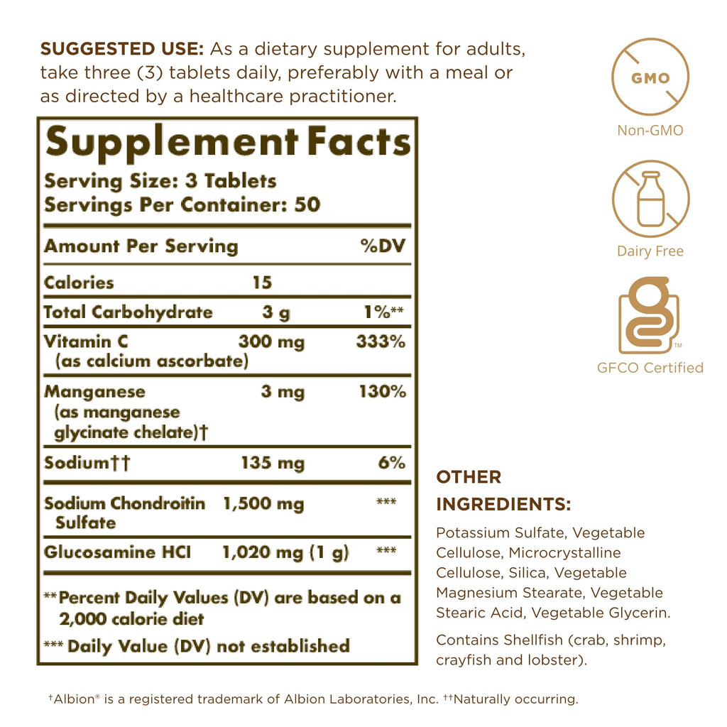 Glucosamine Chondroitin Complex 150 Tablets J962161
