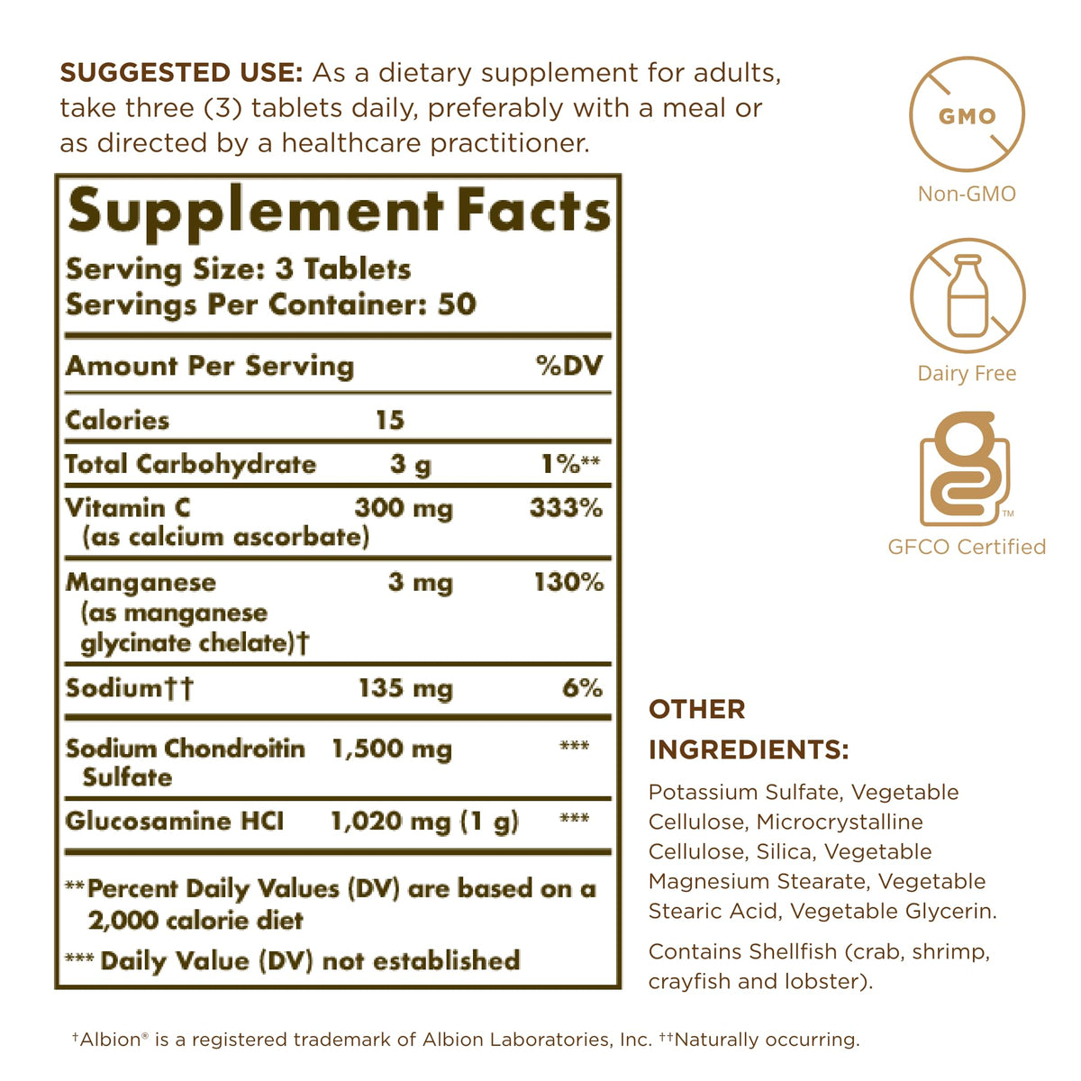 Glucosamine Chondroitin Complex 150 Tablets J962161
