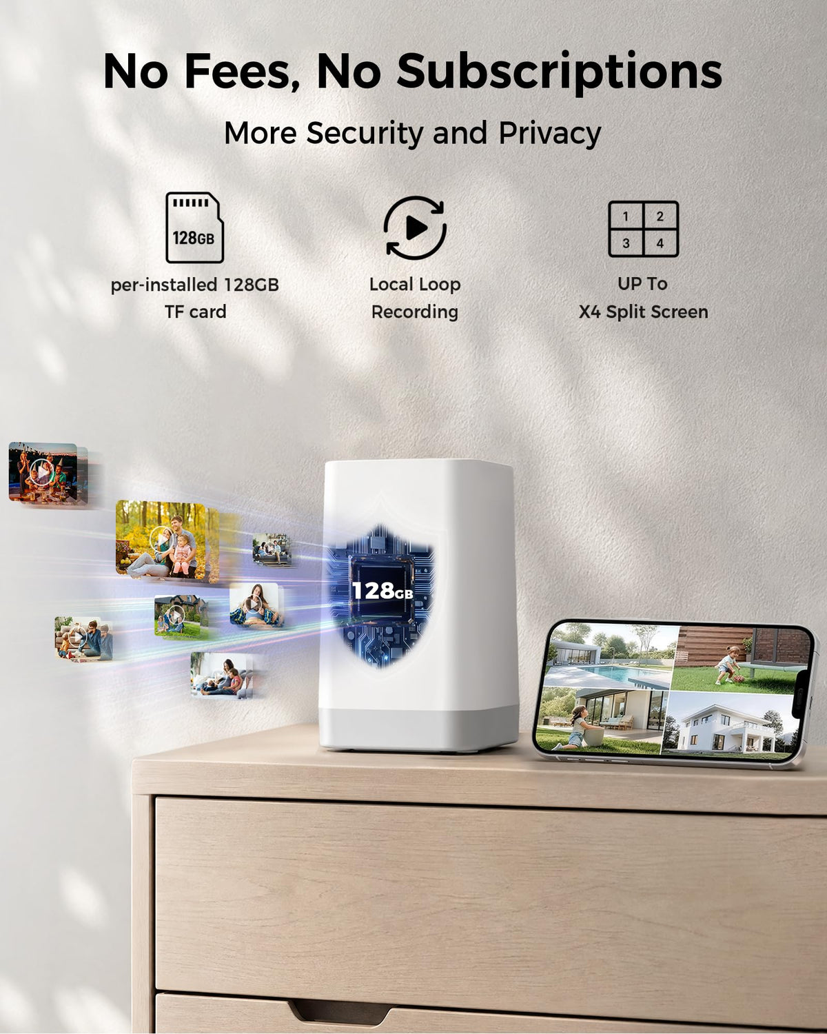 Wireless Outdoor Security Cameras 4MP Solar Powered 360°PTZ D635622