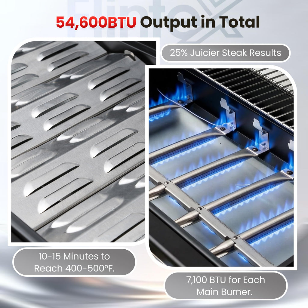 6-Burner Propane Gas Grill with Cast Iron Grates & Griddle, 54,600 BTU, Black K18745