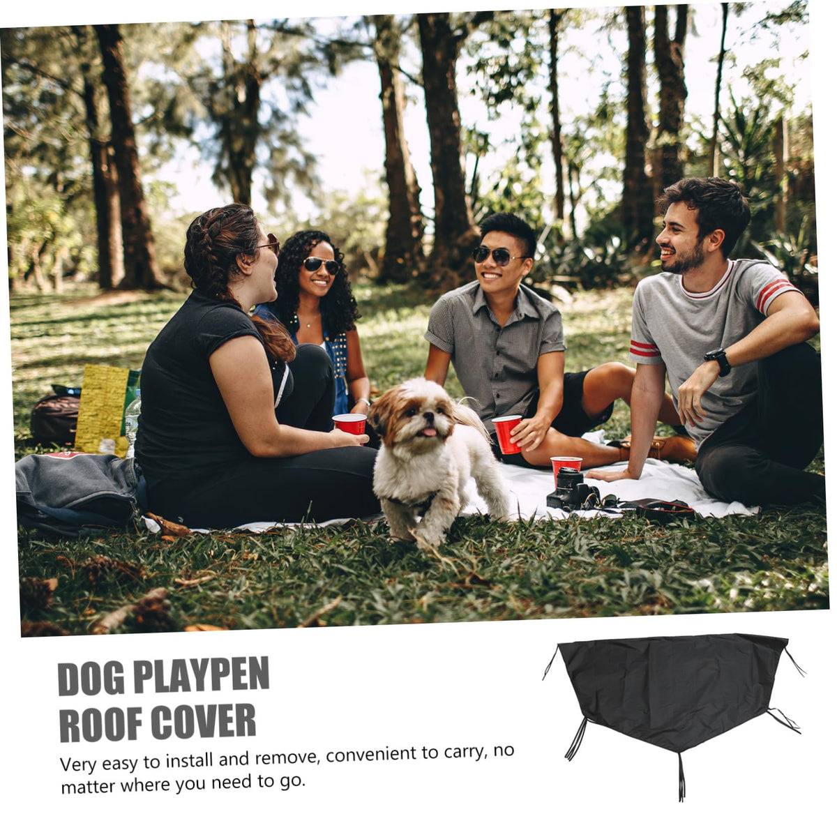 Waterproof Dog Playpen Roof Cover with Sun Shade 210D Oxford Cloth F242434