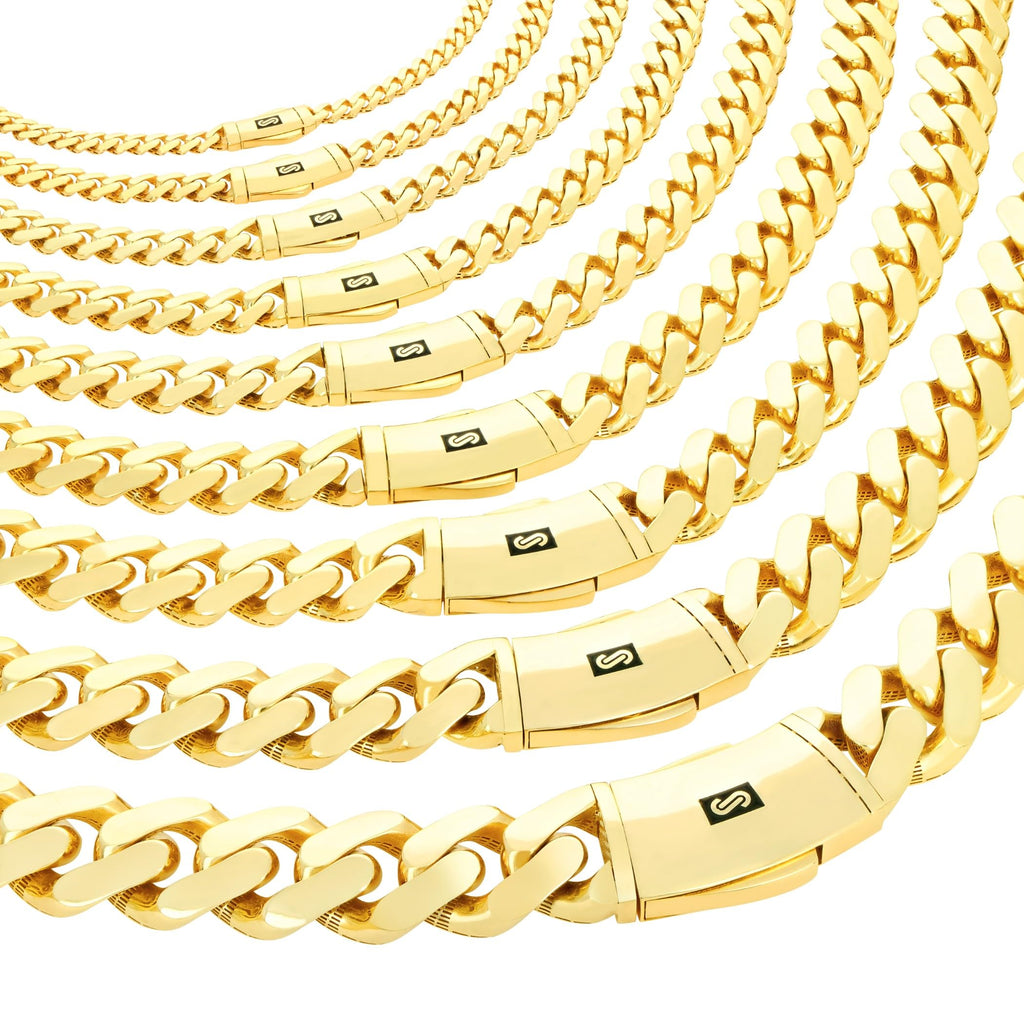 10k Yellow Gold Cuban Link Chain Necklace S518