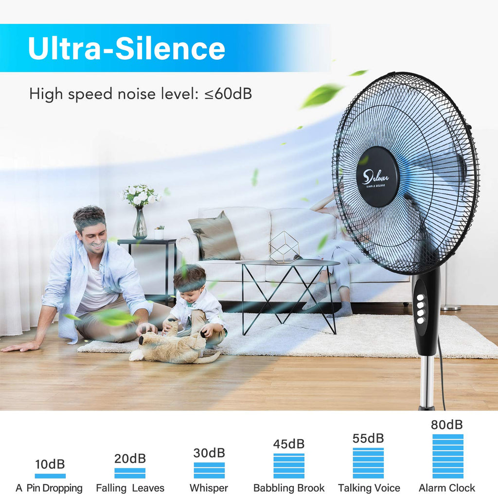 16″ 3 Speed Oscillating Pedestal Stand Fan, Black L5544