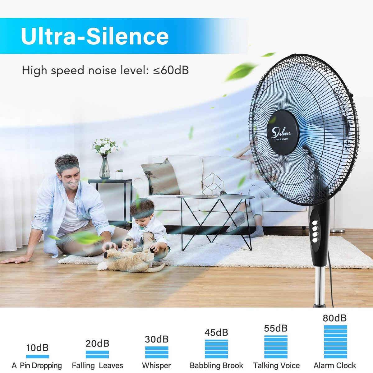 16″ 3 Speed Oscillating Pedestal Stand Fan, Black L5544