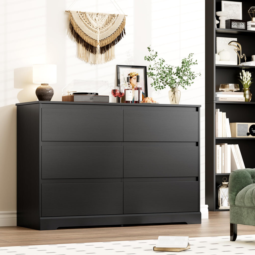 Black 6 Drawer Double Dresser L463359