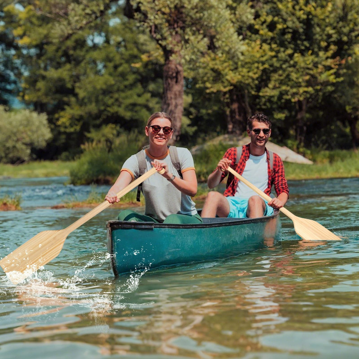 4 ft Wooden Canoe Paddles with Ergonomic Grip F539