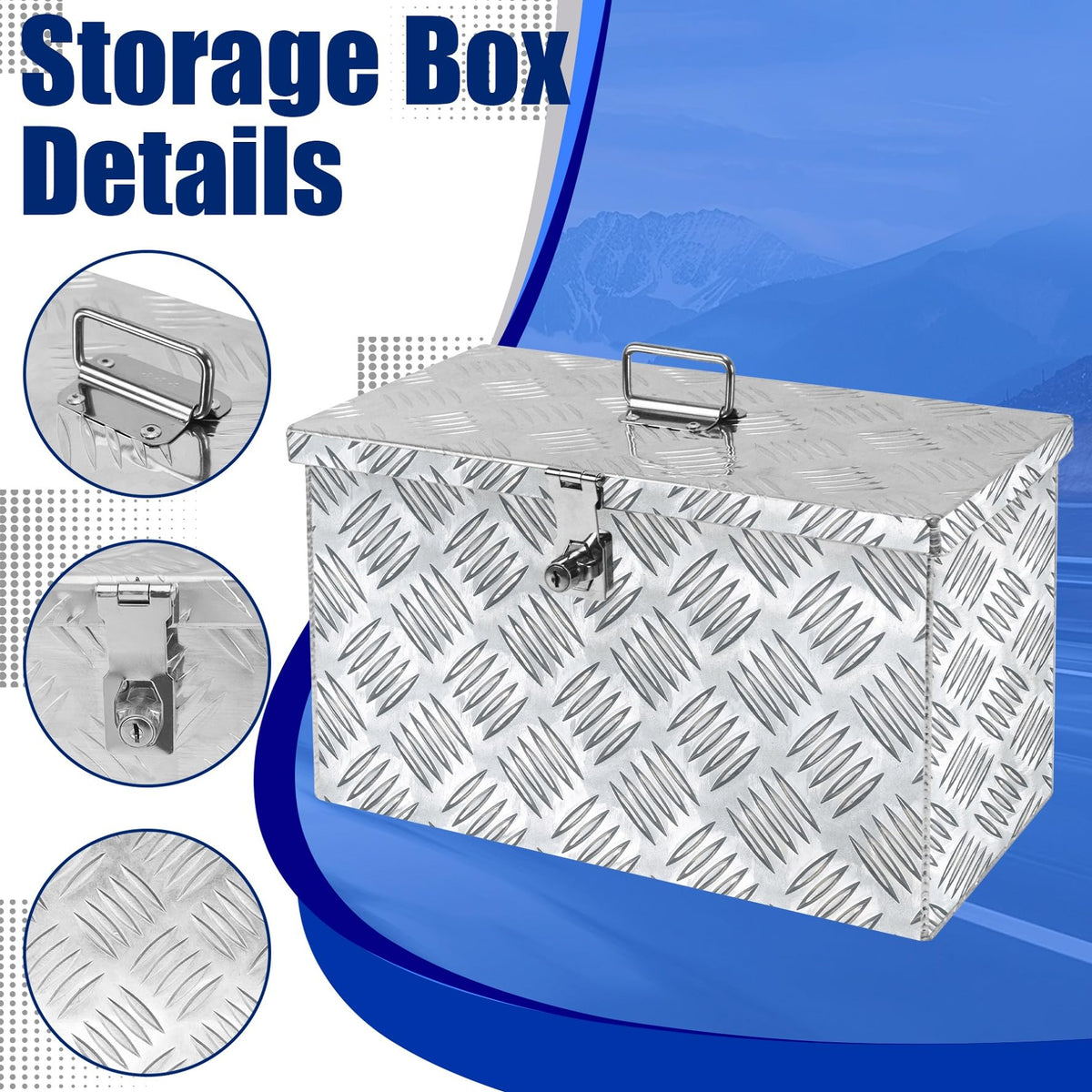 16 Inch Aluminum Waterproof Truck Bed Toolbox with Lock and Keys N788707