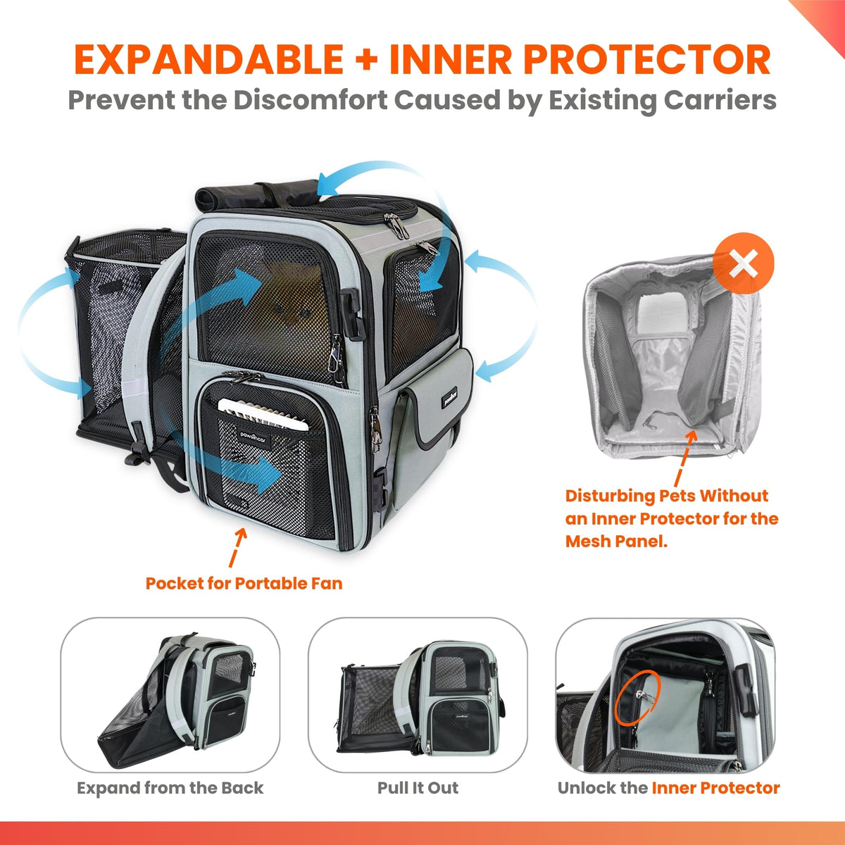 Expandable Cat Backpack Carrier W160096