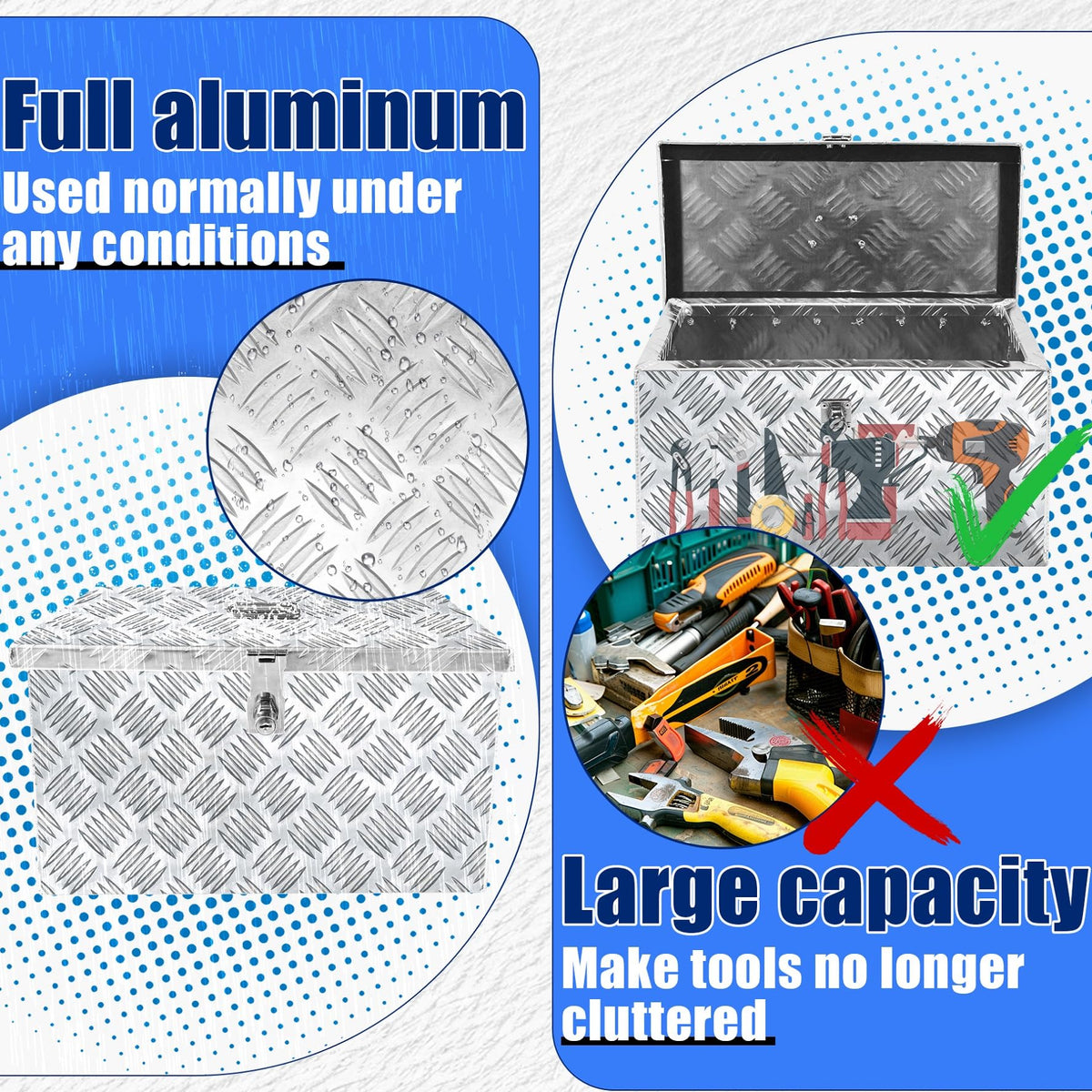 16 Inch Aluminum Waterproof Truck Bed Toolbox with Lock and Keys N788707