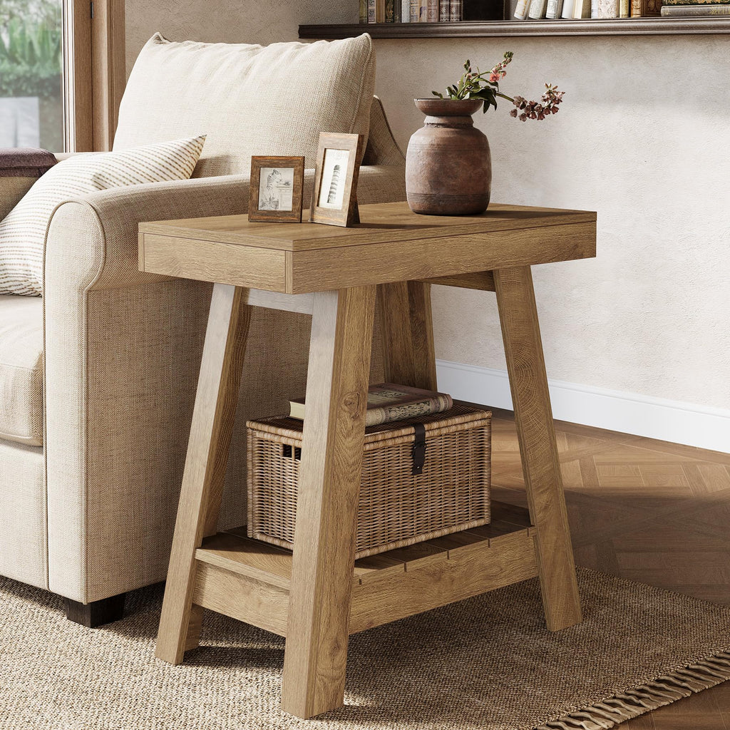2-Tier Wooden End Table with Storage E21541