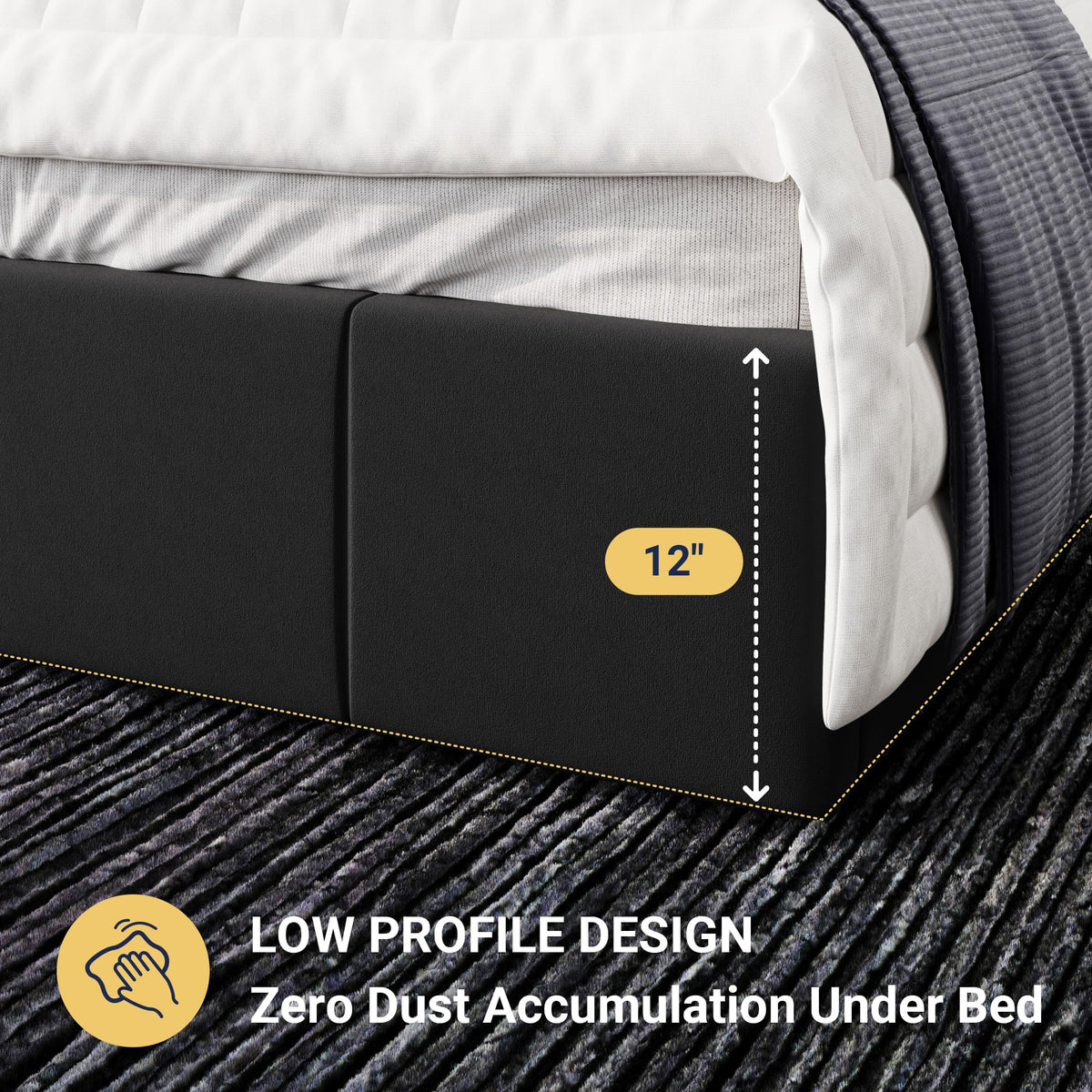 Queen Size Black Dutch Velvet Upholstered Platform Bed Frame R1768