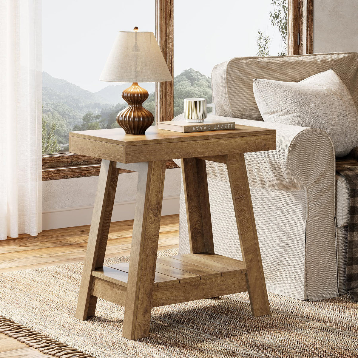 2-Tier Wooden End Table with Storage E21541