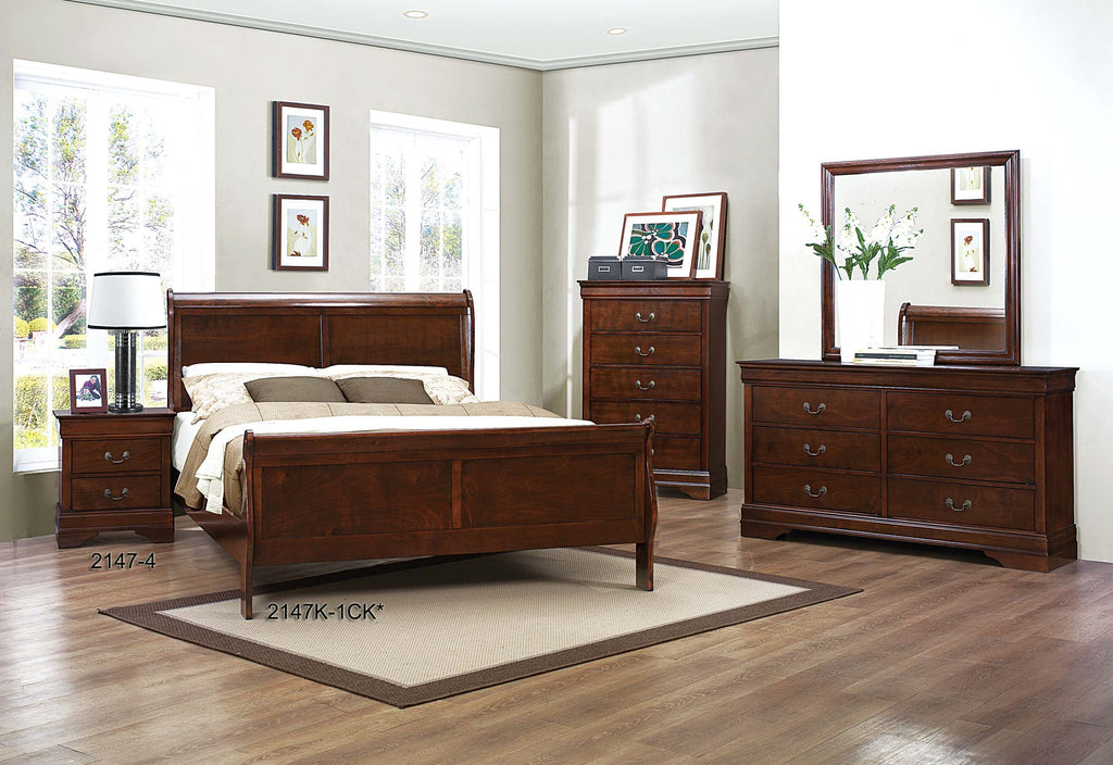 Cal King Cherry Sleigh Panel Bed S963803
