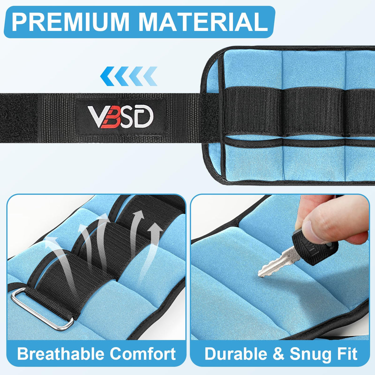 Adjustable Ankle Weights 10lb 1 Pair Blue Z27185