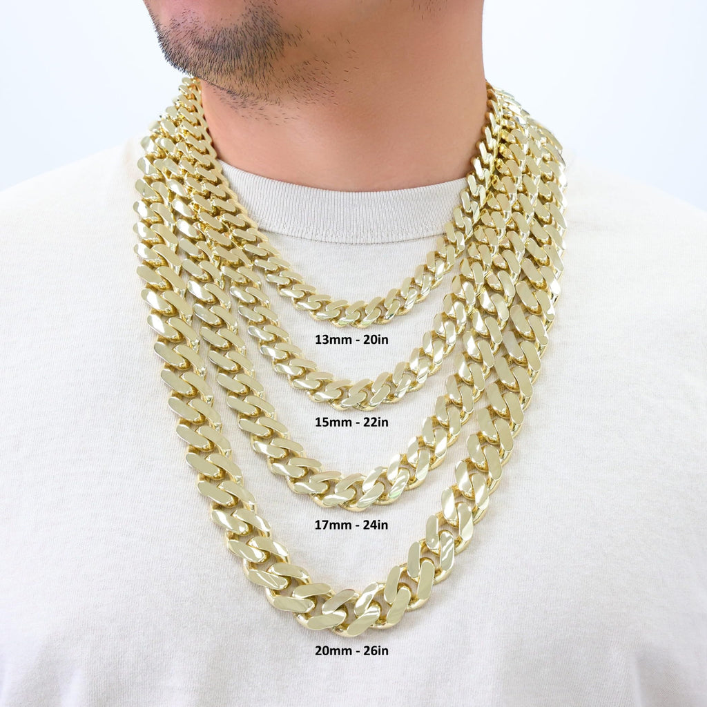 10k Yellow Gold Cuban Link Chain Necklace S518