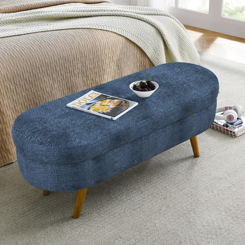 Oval Storage Bench with Rubber Wood Legs Y923