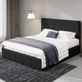 Queen Size Black Dutch Velvet Upholstered Platform Bed Frame R1768