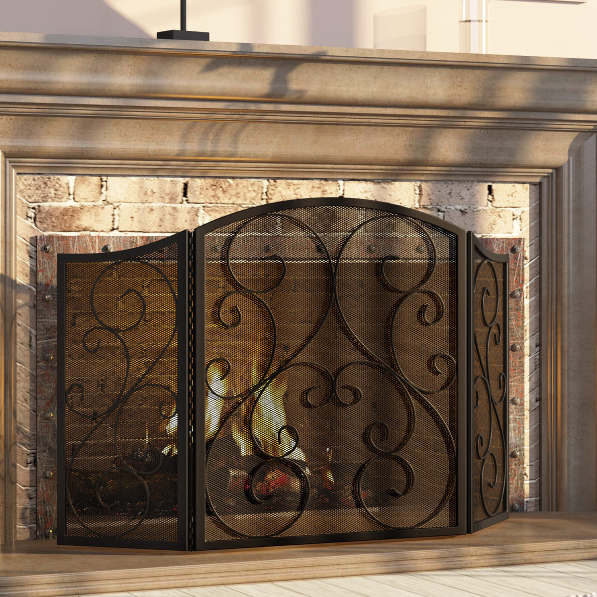 Wrought Iron Fireplace Screen 48×30 Inch K6618