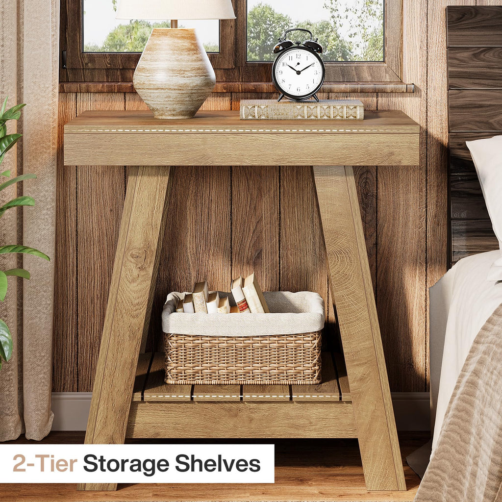 2-Tier Wooden End Table with Storage E21541