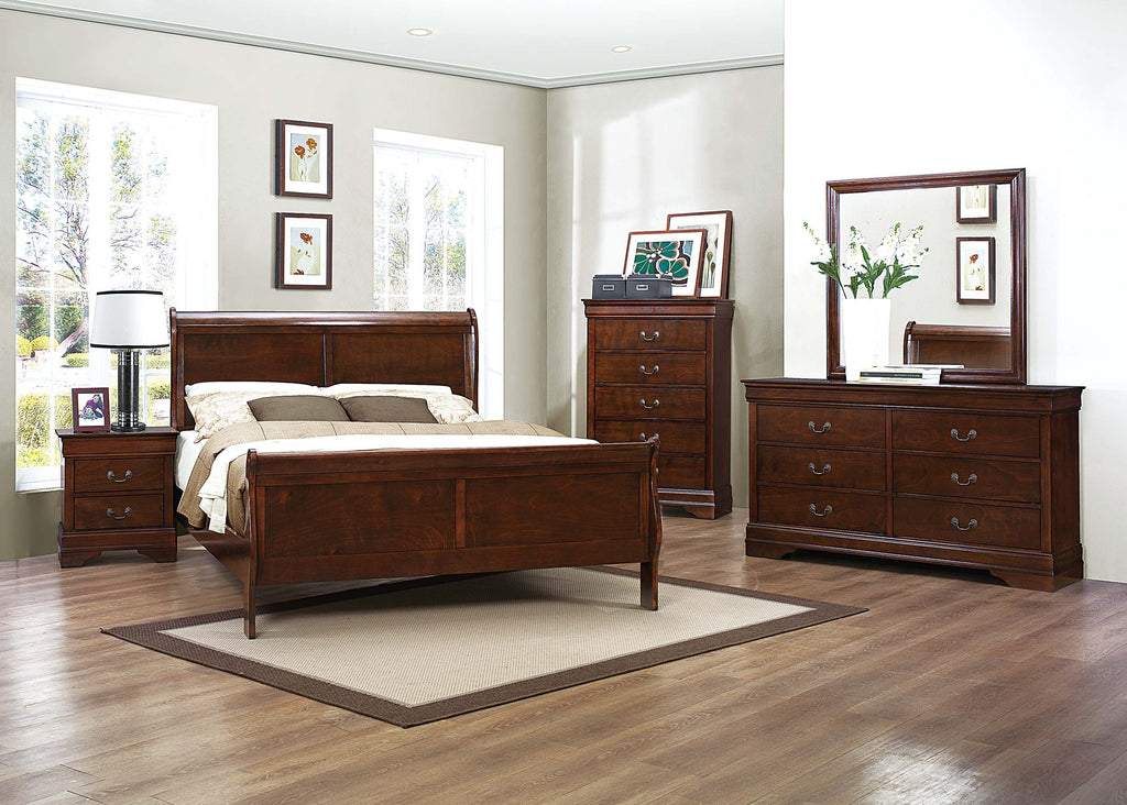 Cal King Cherry Sleigh Panel Bed S963803