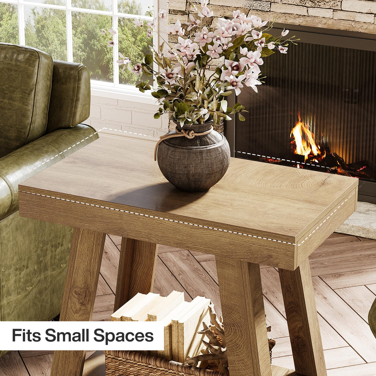2-Tier Wooden End Table with Storage E21541