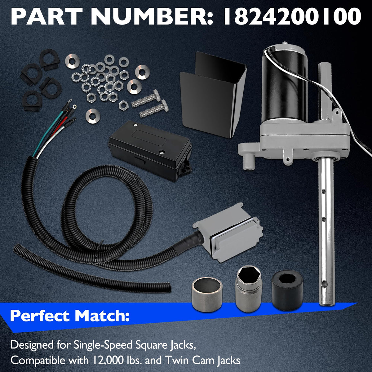 Electric Powered Trailer Jack Kit 12,000 lbs 12V M814002